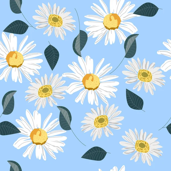 Kusursuz papatya deseni, arka planda narin çiçekler, tekstil deseni, arka planda ambalaj.