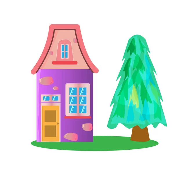 Casa Fantasía Para Personajes Cuento Hadas Las Caricaturas Estilo Ilustración — Vector de stock