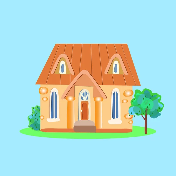 Fantasie Huis Voor Sprookjesfiguren Stijl Cartoons Vector Illustratie — Stockvector