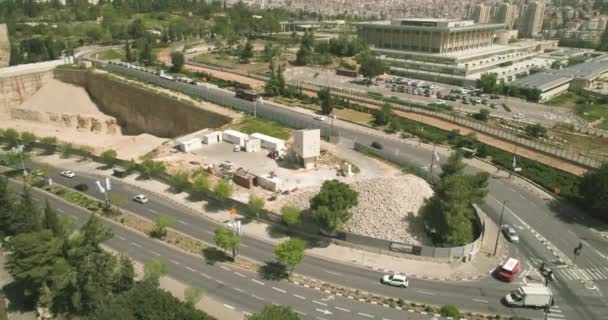 Letecký pohled na budovu Knesset v Jeruzalémě, Izrael Vláda národního parlamentu — Stock video