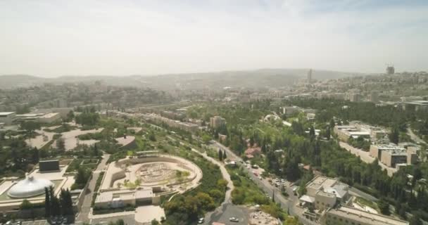 Vista aérea del edificio de la Knesset Jerusalén, Gobierno del Parlamento Nacional de Israel — Vídeos de Stock