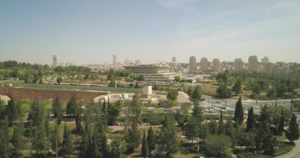 Flygfoto över Knesset Building Jerusalem, Israels riksdagsregering — Stockvideo