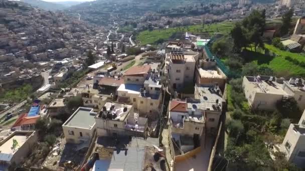 Vol aérien Jérusalem ruelles villages et la vieille ville à Temple mont mur occidental 