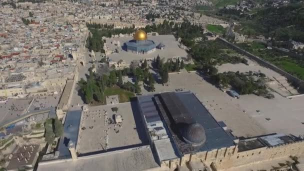 Daño disparado sobre la mezquita de Al-Aqsa en el Monte del Templo, Israel musulmanes judíos — Vídeos de Stock