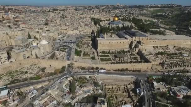 Drönare skjuten ovanför Al-Aqsa moskén På Tempelberget Jerusalem Israel Judiska muslimer — Stockvideo