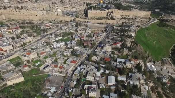 Vol aérien Jérusalem ruelles villages et la vieille ville à Temple mont mur occidental 