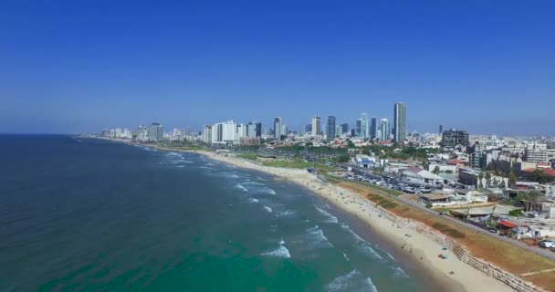 Tel Aviv - Jaffa, Hava Görüntüleri İnsansız Hava Aracı Akdeniz 'den Hareketli Çekim — Stok video