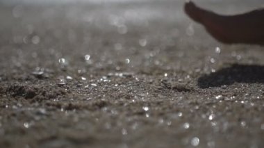 Bulanık kumsal kumu, yakın çekim görüntüsü soyut alçak açı görünümü