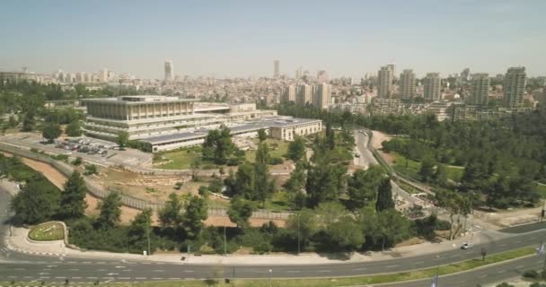 Vista aérea do Knesset Building Jerusalem, Israel Governo do Parlamento Nacional — Vídeo de Stock