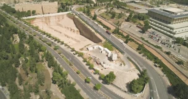 Vista aérea del edificio de la Knesset Jerusalén, Gobierno del Parlamento Nacional de Israel — Vídeos de Stock