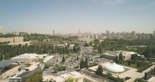 Vista aérea del edificio de la Knesset Jerusalén, Gobierno del Parlamento Nacional de Israel — Vídeos de Stock