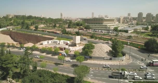 Vista aérea del edificio de la Knesset Jerusalén, Gobierno del Parlamento Nacional de Israel — Vídeo de stock