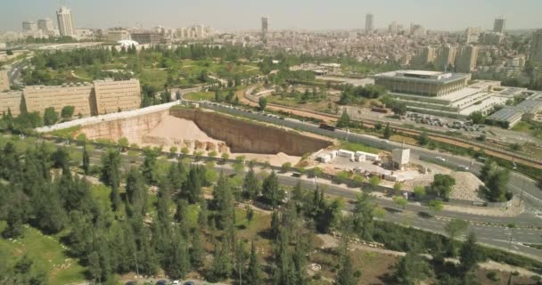 以色列议会建设耶路撒冷的空中景观，以色列国民议会政府 — 图库视频影像