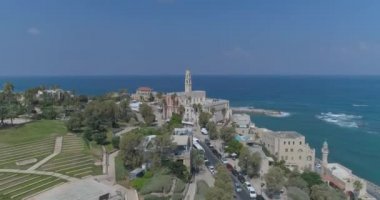 Hava aracı İsrail Tel Aviv 'i St. Peters Kilisesi' nde Yafo 'yu görüyor. Tüm dinlerin bir arada olduğu eski bir ortaçağ tapınma yeri. 