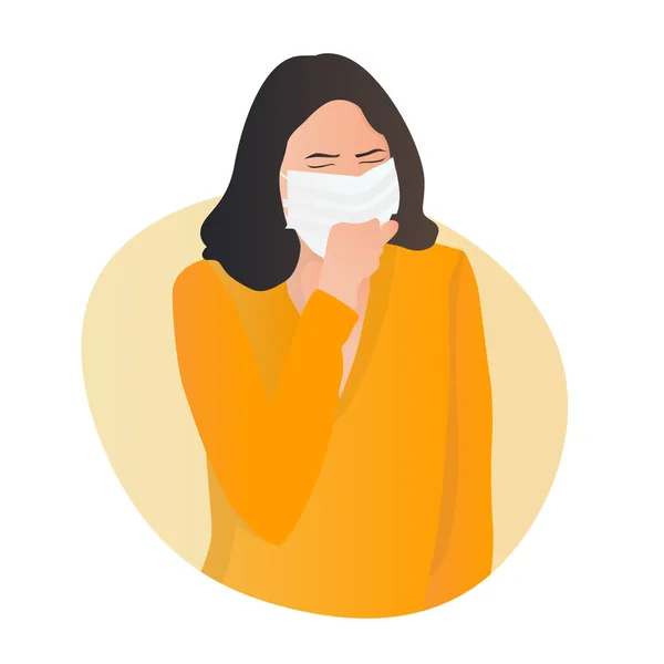 Flat Character Illustration People Flu Showing Covid Coronavirus Symptoms Suitable — 图库矢量图片