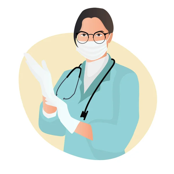 Flat Character Illustration Doctor Nurse Fight Covid Coronavirus Pandemic Suitable - Stok Vektor