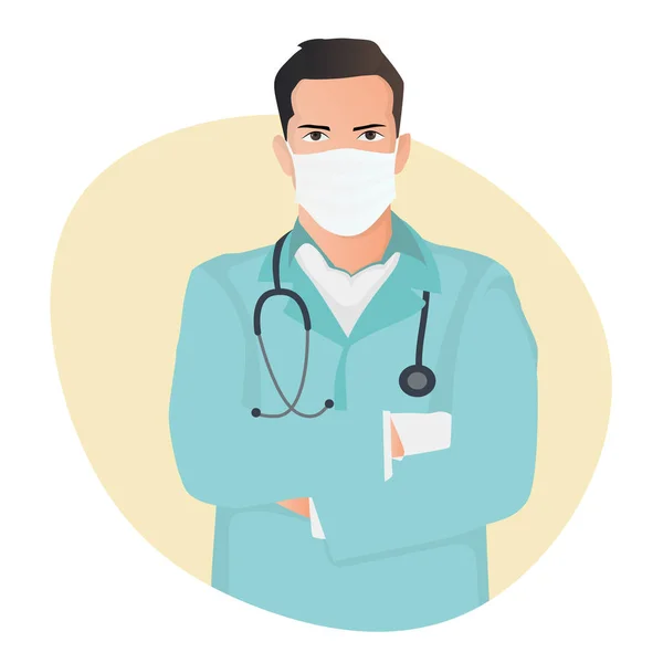 Flat Character Illustration Doctor Nurse Fight Covid Coronavirus Pandemic Suitable — 图库矢量图片