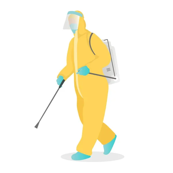 Flat Character Illustration People Spray Disinfectant Prevent Covid Coronavirus Suitable — 스톡 벡터