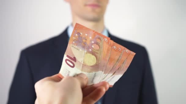 Digitale Virtuele Valuta Concept Symbool Man Niet Accepteren Contant Geld — Stockvideo