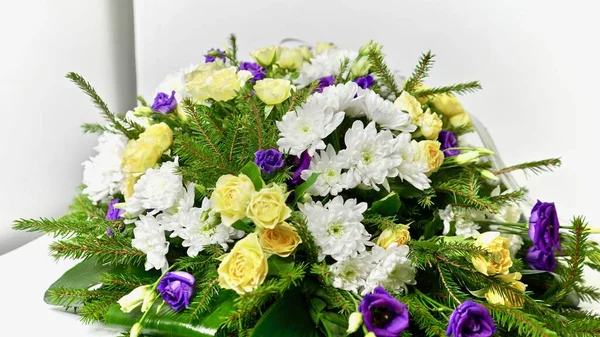 Composition Florale Délicieuse Arrangement Fleurs Couronne Colorée — Photo