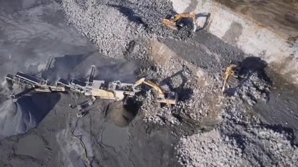 Vista Aérea Digsita Maquinaria Excavación Pesada Mía Equipo Del Sitio — Vídeo de stock