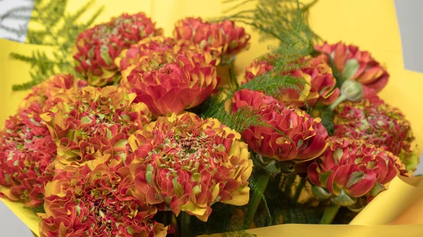 Beautiful Red Organe Ranunculus Flower Bouquet Floral Arrangement Close Macro — Stock Photo, Image