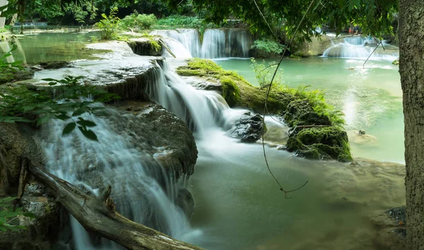 Chet Sao Noi Waterfall Tropical Rainforest Rock Turquoise Blue Pond — Stock Photo, Image