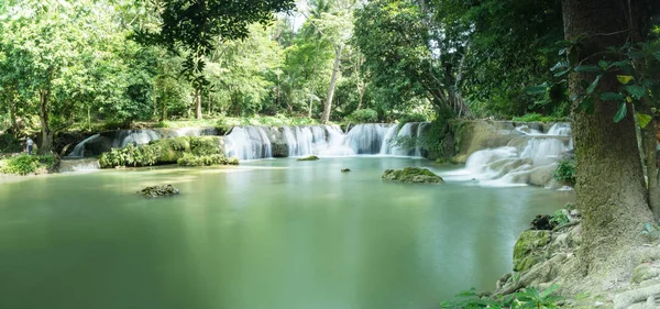 Chet Sao Noi Waterfall Tropical Rainforest Rock Turquoise Blue Pond — Stock Photo, Image