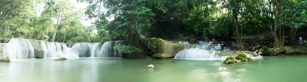 Chet Sao Noi Waterfall Tropical Rainforest Turquoise Blue Pond Has — Stock Photo, Image