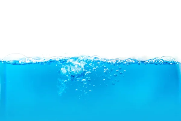 Trasparente Sfondo Blu Oceano Primo Piano Della Scena Sottomarina Spruzzi — Foto Stock