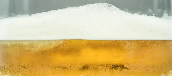 Close Cool Lager Beer Splash Isolated White Background Realistic Bubbles — Φωτογραφία Αρχείου