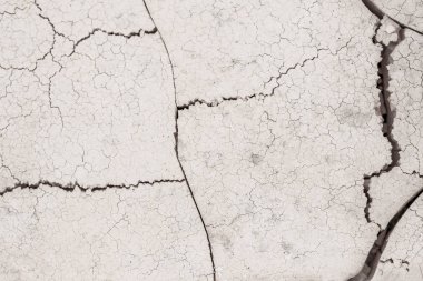 Kurak mevsim dokularında toprak ve çamura yakın, sıcak yaz mevsimi. Kalıplar ve doku, güneşli kuru toprak toprağı ve toprak kuraklığını çatlattı. Kurumuş çatlamış toprak zemin