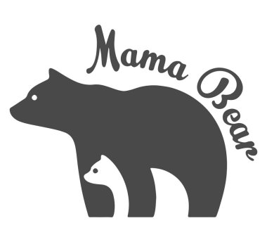Mama bear. Mother bear silhouette and baby vector Mama bear. Mother bear silhouette and baby vector