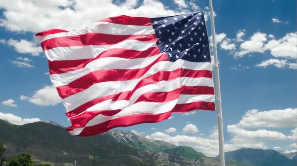 Bandeira Americana Céu Azul Livre Natureza Fundo — Fotografia de Stock