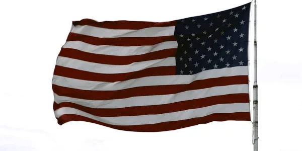 Amerikanische Flagge Auf Wolkenverhangenem Himmel Nahaufnahme — Stockfoto