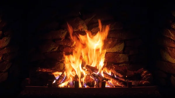 Burning Fire Fireplace — Stock Photo, Image