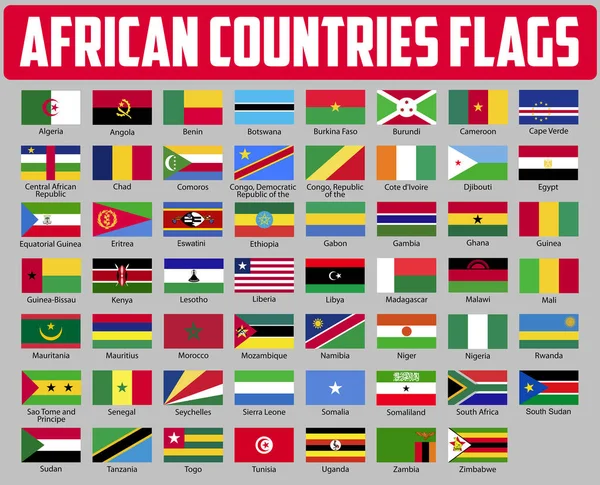Vlaggen Van Afrikaanse Landen Afrikaanse Landen Vlaggen — Stockvector