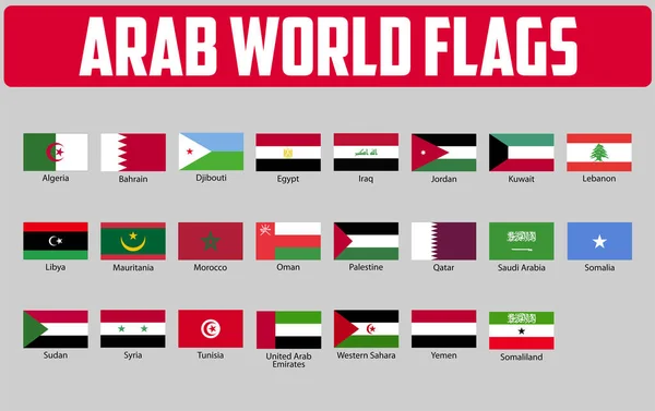 Bandiere Dei Paesi Del Mondo Arabo Paesi Arabi Bandiere — Vettoriale Stock