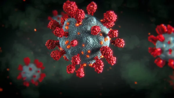 Coronavirus COVID-2019 Coronavirus konsepti. Virüs hücrelerinin mikroskobik görüntüsü. Tehlikeli ncov corona virüsü.