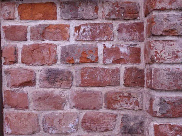 Fragment Einer Abgenutzten Alten Ziegelwand Als Hintergrund — Stockfoto