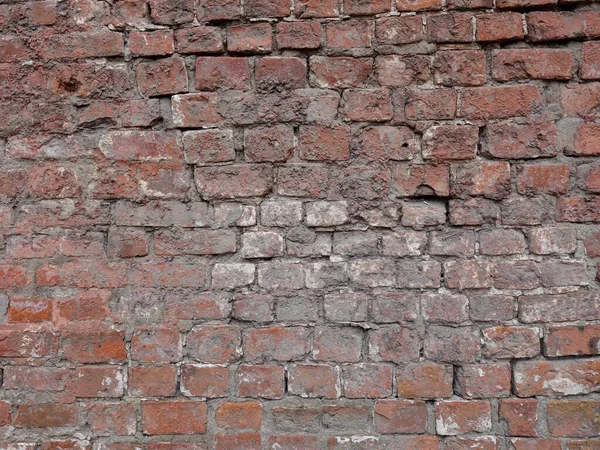 Fragmento Una Vieja Pared Ladrillo Desgastado Como Fondo —  Fotos de Stock