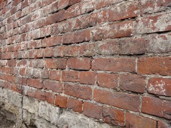 Fragment Einer Abgenutzten Alten Ziegelwand Als Hintergrund — Stockfoto