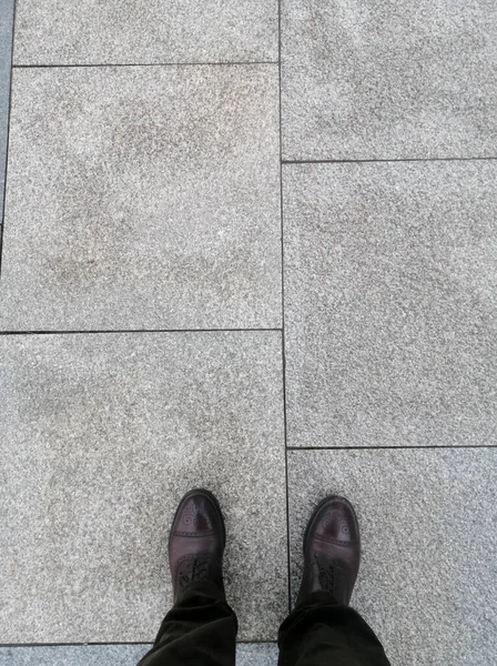 Carreaux Granit Gris Sont Posés Sur Les Rues Ville — Photo