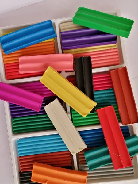 Disposición Placas Plastilina Colores Superficie — Foto de Stock