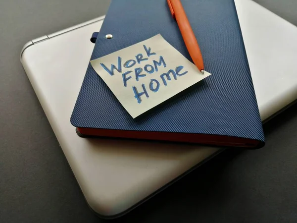 Layout Von Laptop Stift Notizbuch Auf Der Oberfläche Für Die — Stockfoto