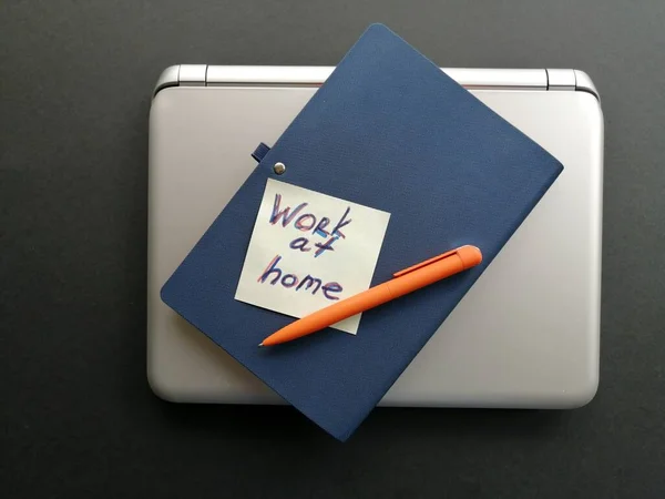 Layout Laptop Pen Notebook Surface Remote Work — Stock Photo, Image