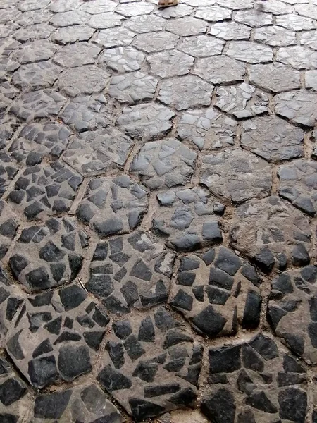 Textured Hexagon Paving Stones Old Town Street — Stock Photo, Image