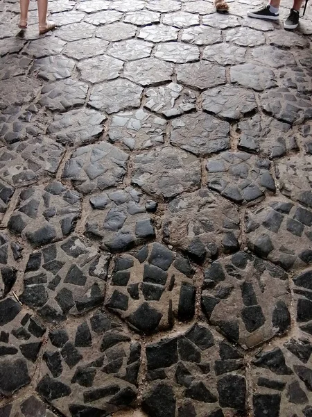 Piedras Pavimentación Hexágono Texturizado Calle Del Casco Antiguo — Foto de Stock