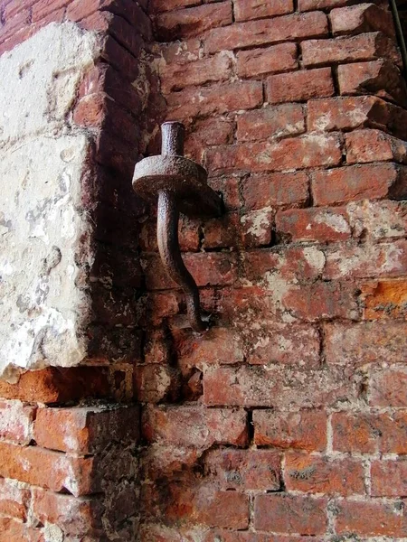 Текстурированная Старая Стена Красного Кирпича — стоковое фото
