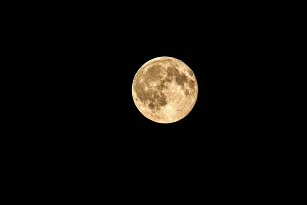 Jasna Pełnia Księżyca Bezchmurną Noc — Zdjęcie stockowe